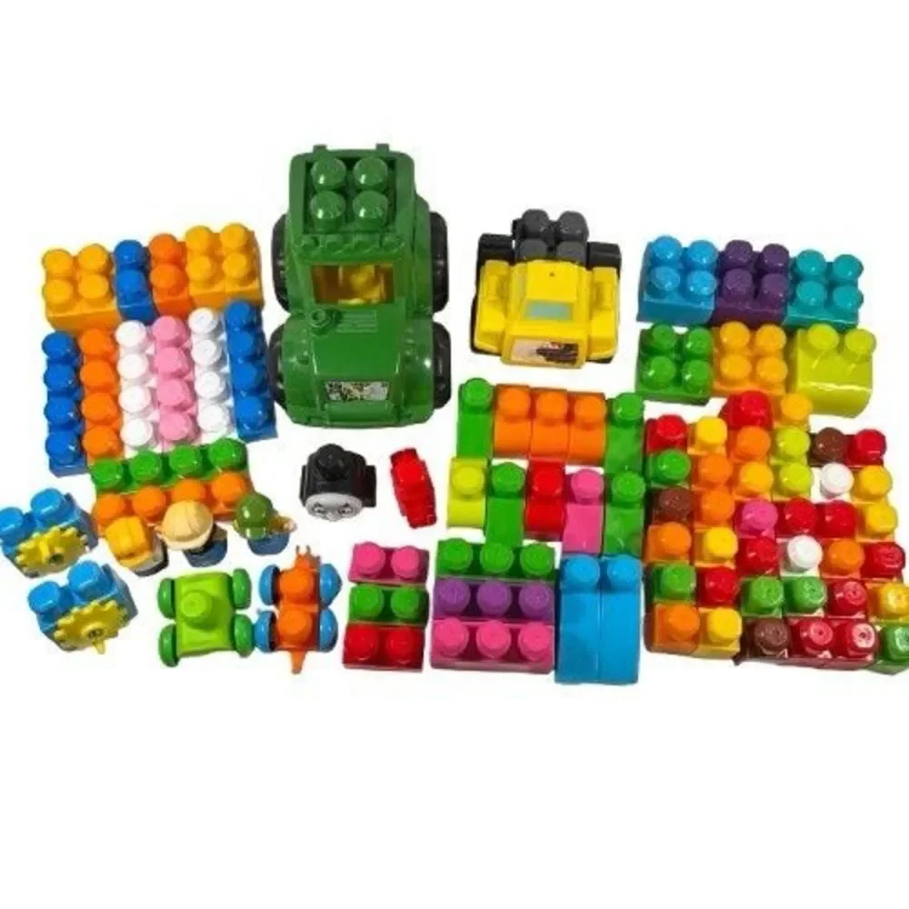Mega Blok Lot Big Blocks Large Toddler-Friendly Building Toys Cars People Truck